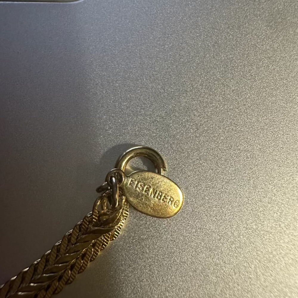 Eisenberg Signed Gold‑Tone Herringbone Chain Necklace - Picture 4 of 4